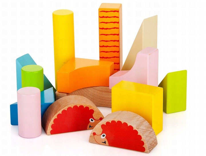 Wózek- chodzik z klockami Wesoły Jeżyk, wyk z drew