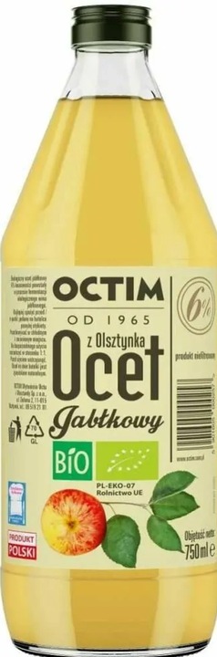 3 x Polski Ocet Jabłkowy 6% Niefiltrowany Niepasteryzowany Bio 750 ml - Oc