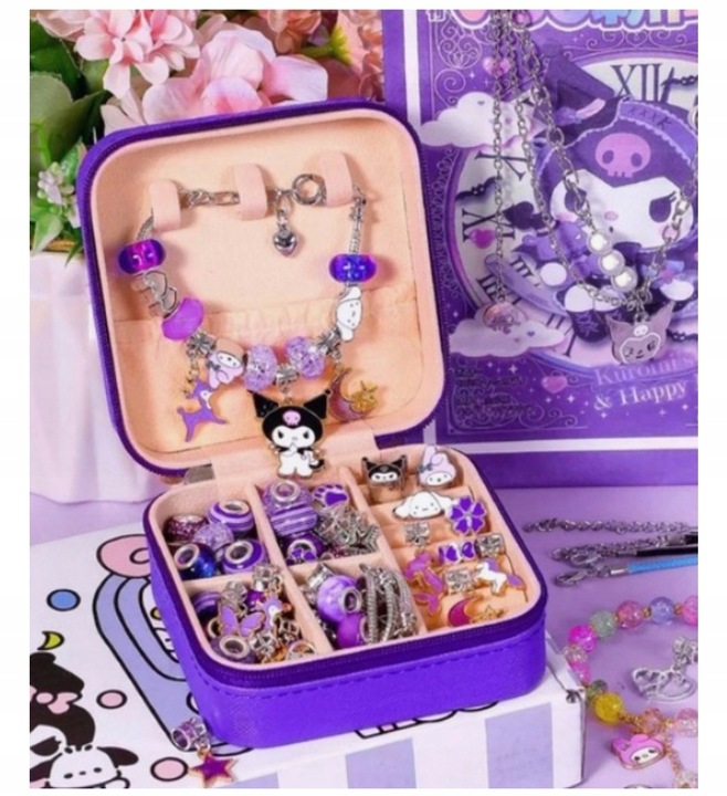 ZESTAW KUROMI DO ROBIENIA BRANSOLETEK NASZYJNIKÓW CHARMS HELLO KITTY