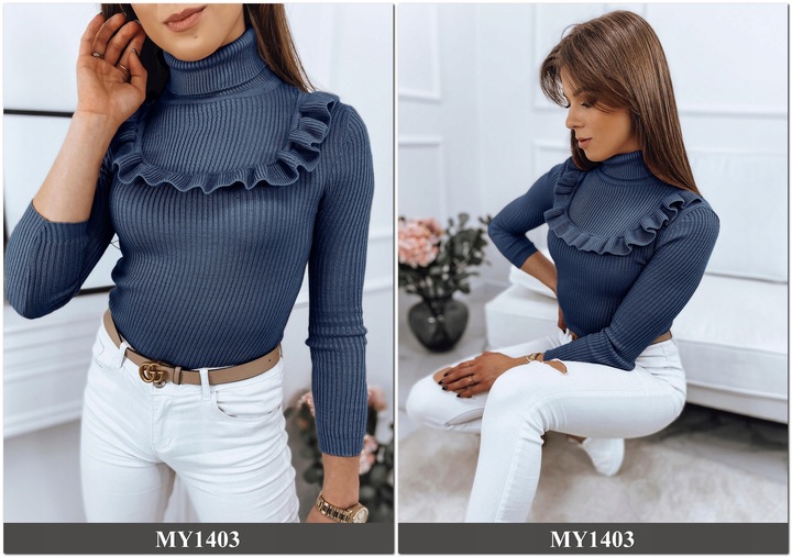 PRĄŻKOWANY SWETER DAMSKI GOLF KOLORY ox128 UNI