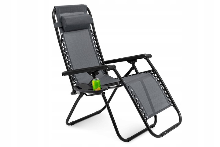 LEŻAK OGRODOWY Z PODNÓŻKIEM OGRODOWY PLAŻOWY AUTOMAT ZERO GRAVITY PÓŁKA