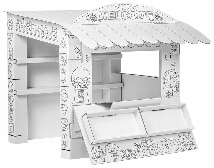 Duży Stragan Tekturowy Zabawa w sklep Pomysł na prezent dla dzieci