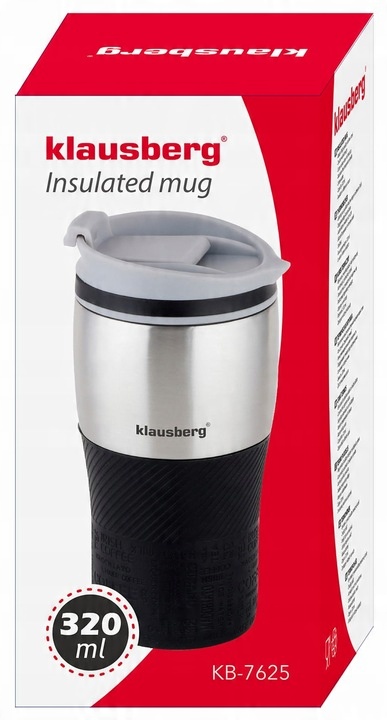 KUBEK TERMICZNY TERMOS Z USTNIKIEM 320 ML SILIKON Antypoślizgowy Czarny