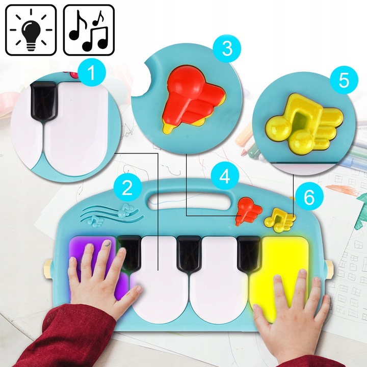 MATA EDUKACYJNA INTERAKTYWNA PIANINKO GRZECHOTKI GRYZAK LUSTERKO DLA DZIECI