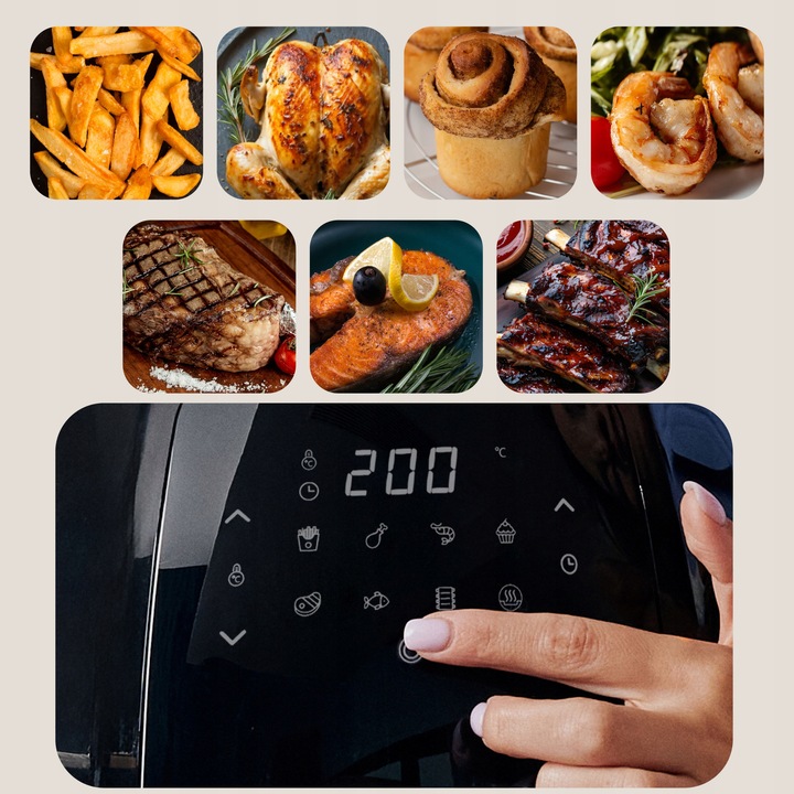 FRYTKOWNICA AIR FRYER BEZTŁUSZCZOWA FRYTOWNICA 1800W DUŻA dla 4 osób XL