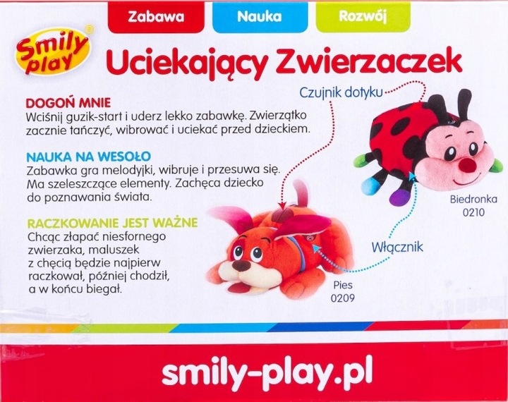 SMILY PLAY Piesek do raczkowania ucieka wibruje dźwięki melodyjki rusza się