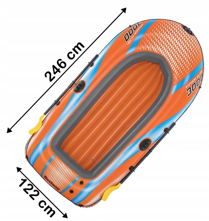 BESTWAY dmuchany PONTON 246 x 122 cm + 2 WIOSŁA + POMPKA + ŁATKA NAPRAWCZA