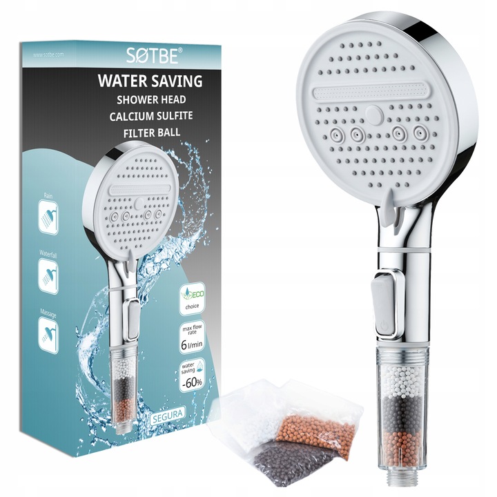 Słuchawka prysznicowa oszczędzająca 60% 6l/min Główka Rączka do prysznica