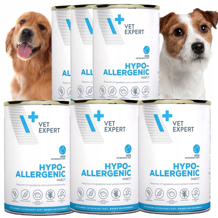 ZESTAW VET EXPERT HYPOALLERGENIC - mokra karma weterynaryjna dla psa 6x400g