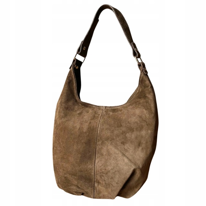 TAUPE ZAMSZOWA TOREBKA WOREK CAPPUCCINO TOREBKA ZAMSZ NATURALNY FANGO ZAMEK