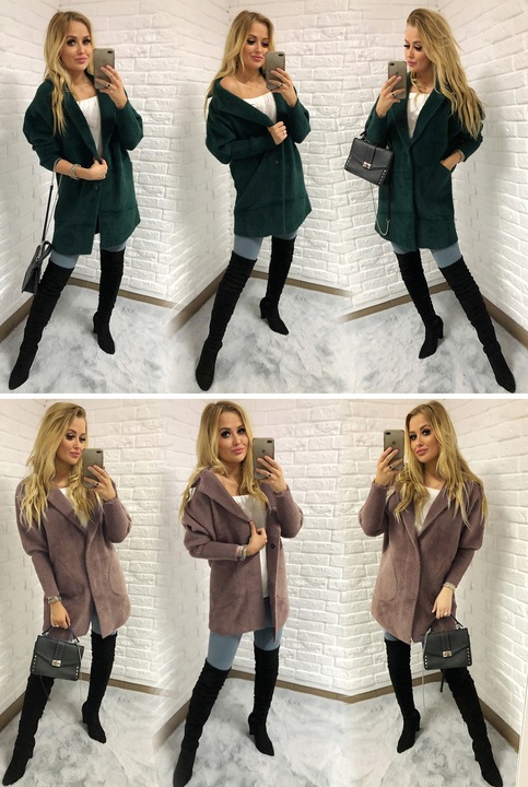 Sweter ALPAKI kurtka WEŁNA MODNE KOLORY oversize