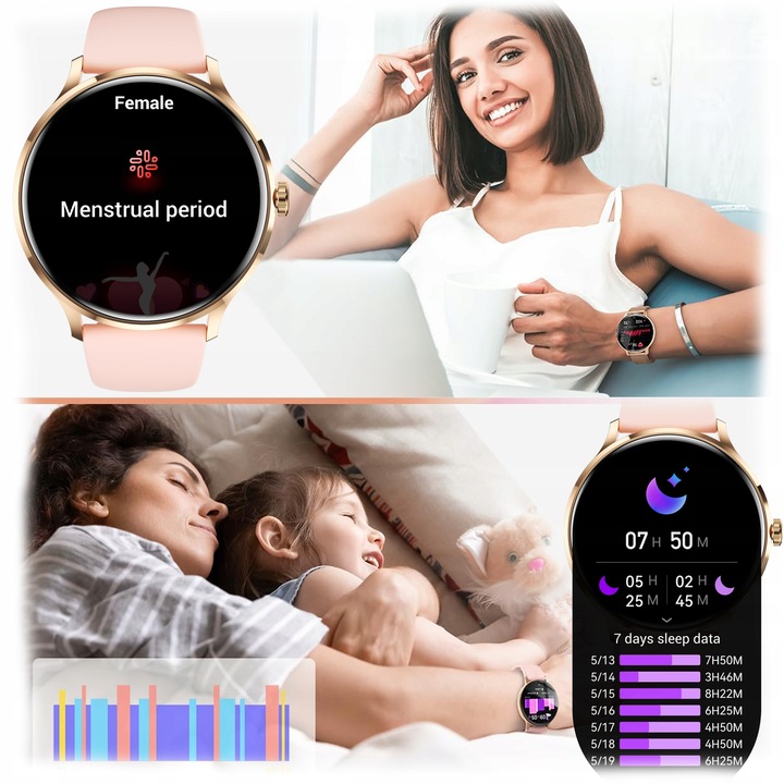 SMARTWATCH DAMSKI Z FUNKCJA ROZMOWY SPORT PULS POMIARY MENU PL SMART WATCH