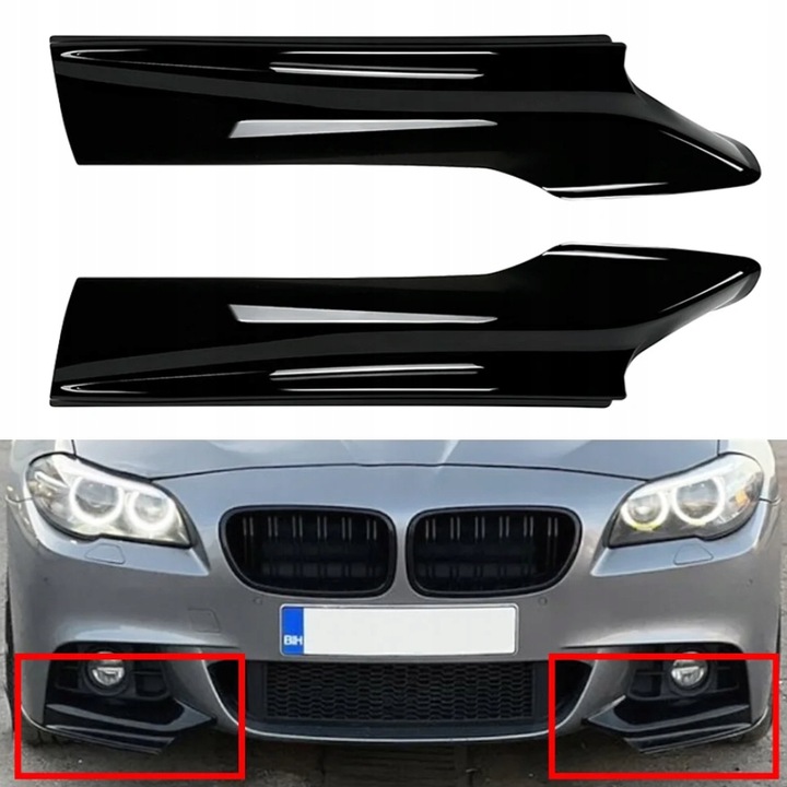 BMW F10 F11 M SPORT FLAPSY CZARNY POŁYSK SPLITTER DOKŁADKA ZDERZAKA PRZÓD