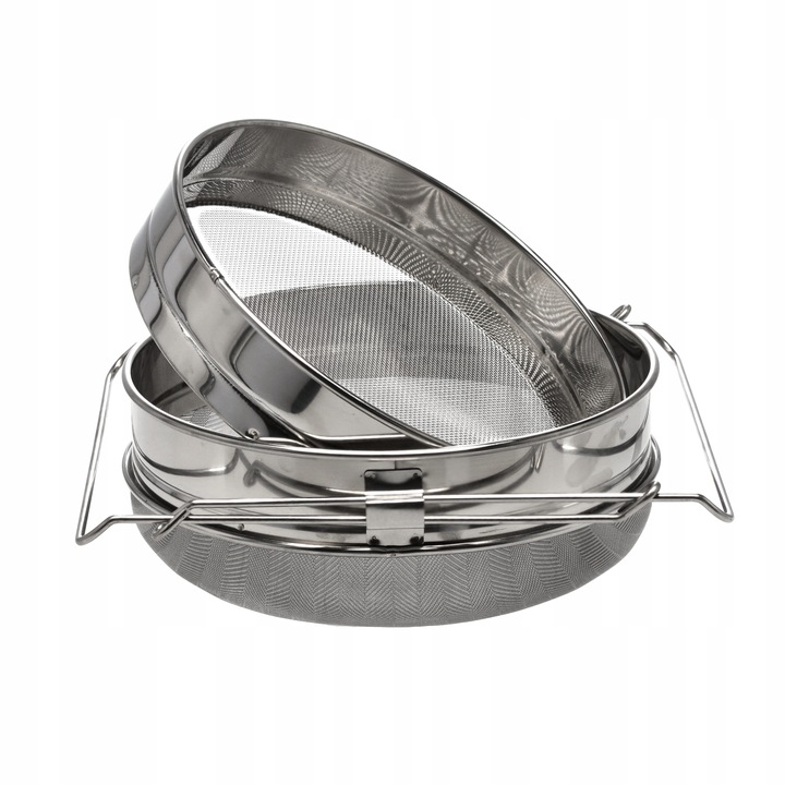 CEDZAK DO MIODU SITO PODWÓJNE NIERDZEWNE WIADRO ODSTOJNIK Z REGULACJĄ 24 cm