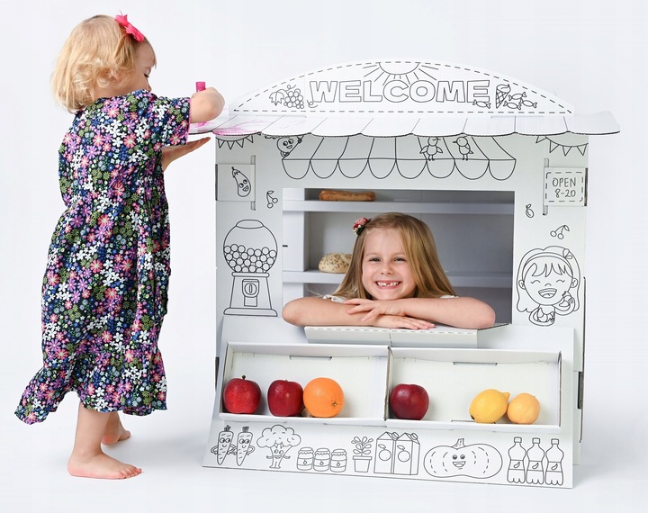 Duży Stragan Tekturowy Zabawa w sklep Pomysł na prezent dla dzieci