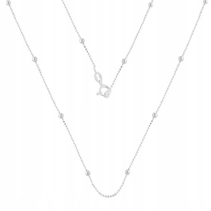 Łańcuszek Srebrny 925 Naszyjnik Cienki Kulki Kuleczki dla Niej | 50 cm