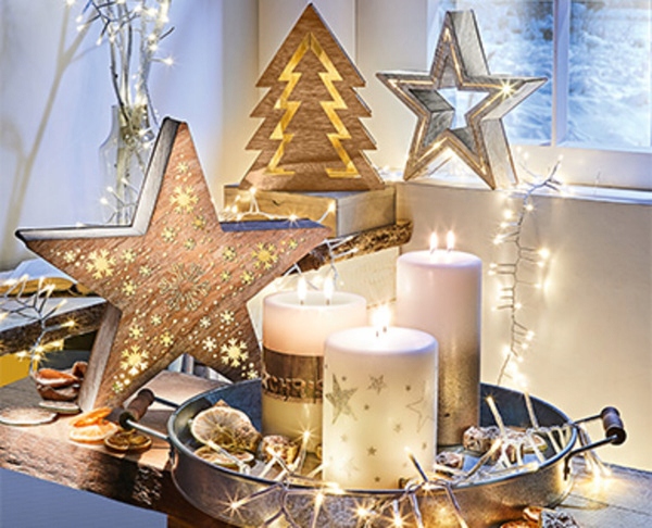 CHOINKA DREWNIANA las 10led 34cm TIMER BRĄZOWA