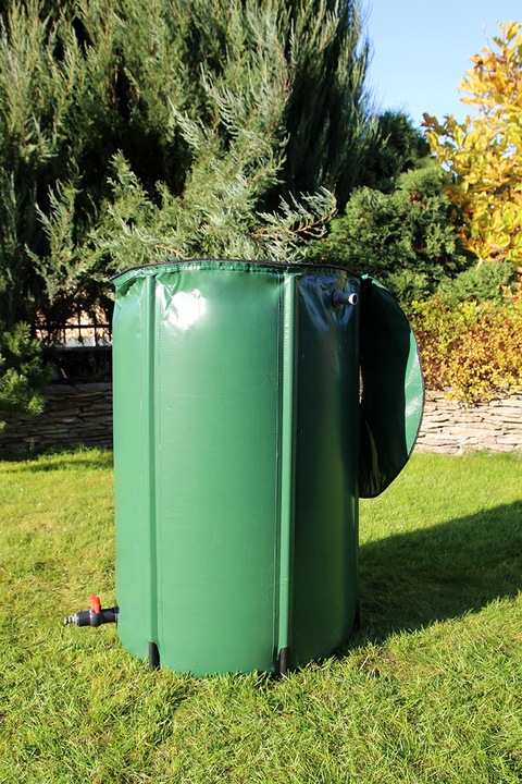 Beczka Zbiornik 250l Wodę z Rynny Deszczówkę Składany Pojemnik Deszczówka