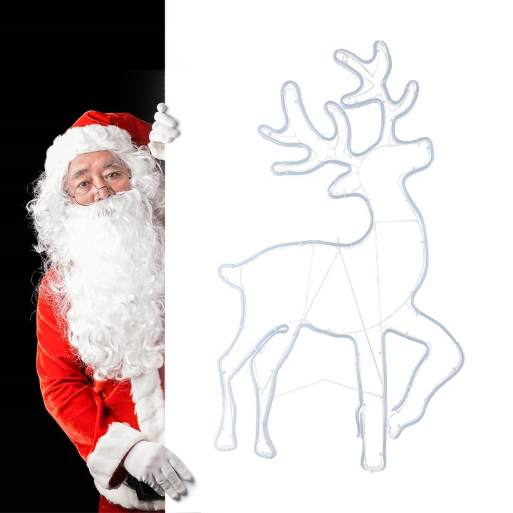 Lampki Zewnętrzne Dekoracja Ozdoba Świąteczne Renifer LED Neon Biały IP44