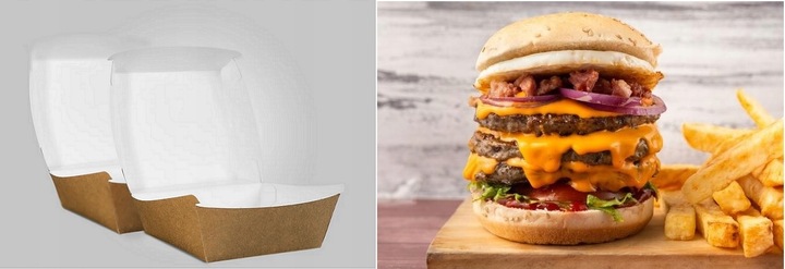 Opakowanie na Hamburgera Pudełko Burger Box Kraft Duże 150x150x80mm 100szt