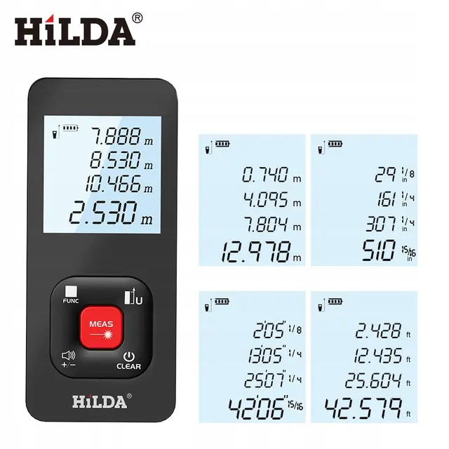 Dalmierz HILDA HD-S50 50M Miernik Odległości Cyfrowy Laserowy Akumulatorowy