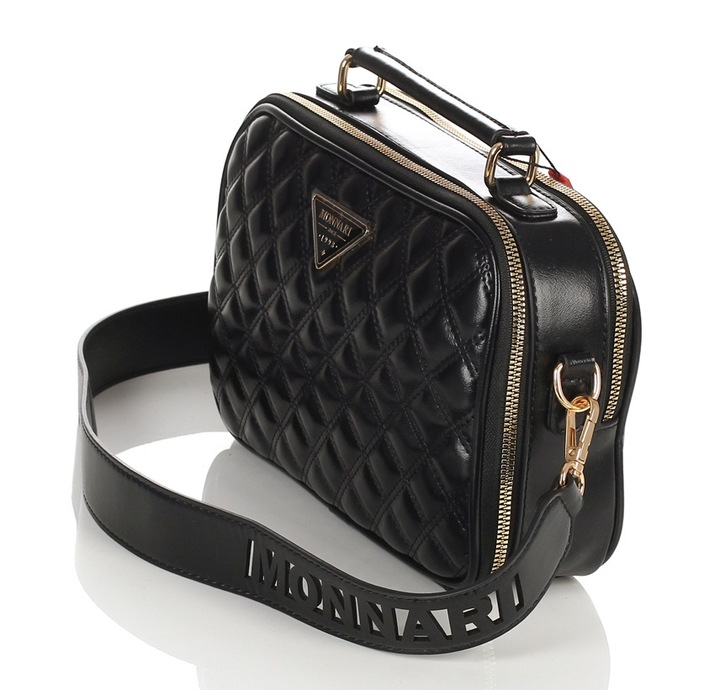 MONNARI Pikowana torebka listonoszka Kuferek Dwie komory Rączka + pasek