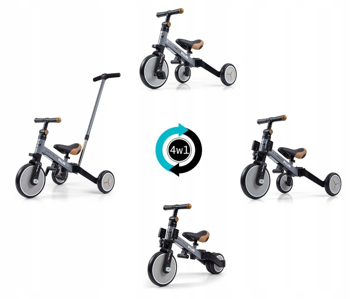 Rowerek 4w1 Milly Mally Optimus Plus Grey Sary