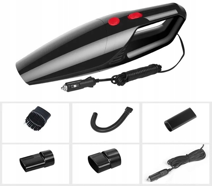 ODKURZACZ SAMOCHODOWY CZARNY PRZEWODOWY