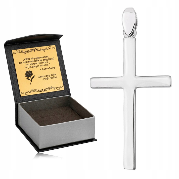 PIĘKNY MĘSKI DUŻY SREBRNY KRZYŻYK 925 RODOWANY KRZYŻ PREZENT DLA MĘŻCZYZNY