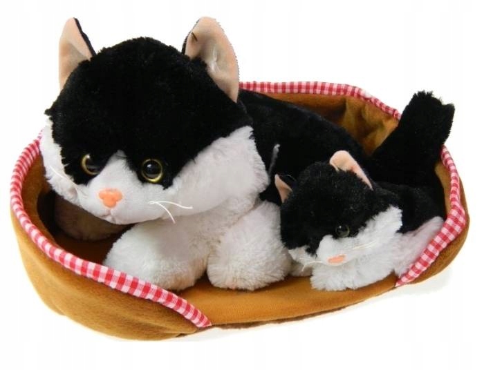 INTERAKTYWNY KOT W POSŁANKU Reaguje na Dotyk + KOTEK 2 kotki