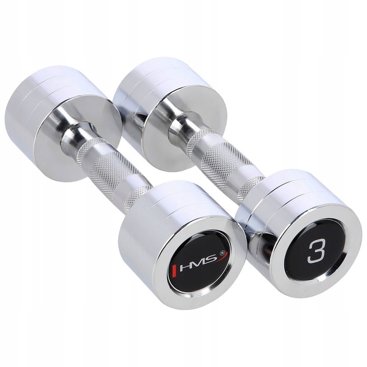HMS Zestaw Hantle Hantelki Chromowane Do Ćwiczeń Treningu Siłowego 2x3 kg