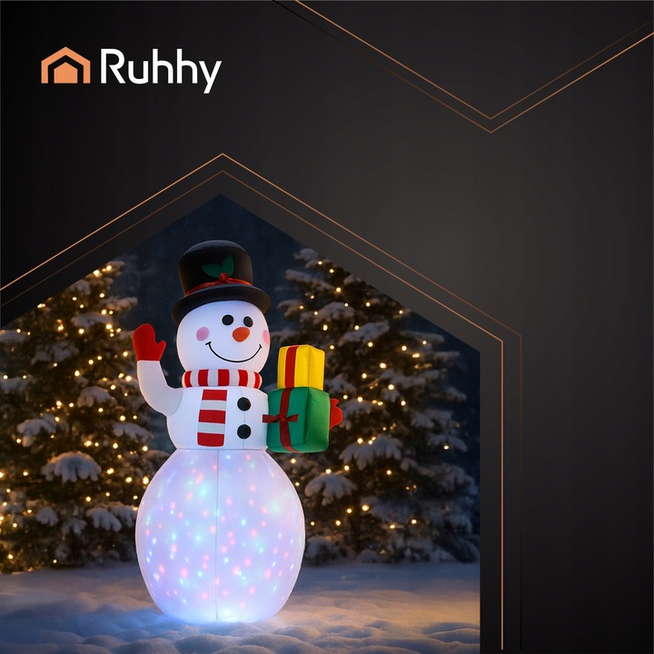 Nadmuchiwany Bałwan LED Duży Dmuchany Bałwanek Pompowany Świecący Ozdoba XL