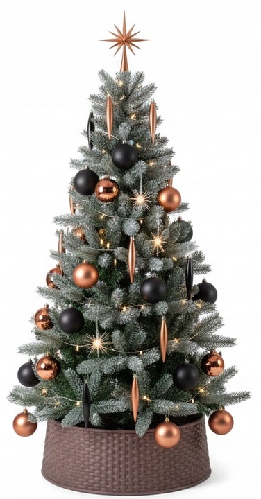 OSŁONA POD CHOINKĘ NA ŚWIĘTA STOJAK CHOINKOWY EFEKT RATTAN SKŁADANA OSŁONKA