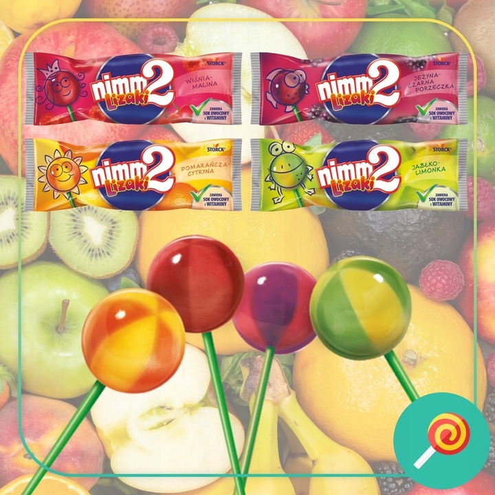 Pakiet 3szt NIMM2 Lizaki z sokiem owocowym 80g 8sz