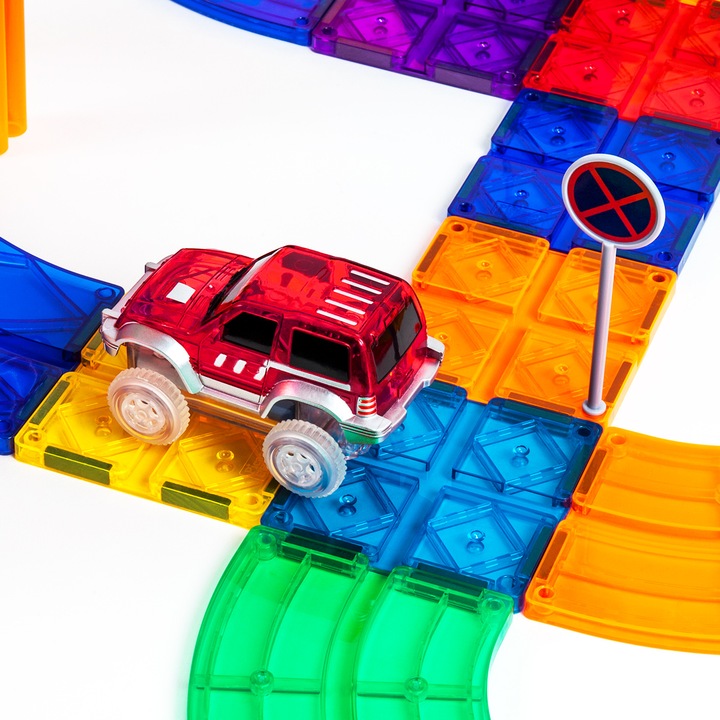 Tor magnetyczny samochodowy Picasso Tiles klocki magnetyczne 50 el duży