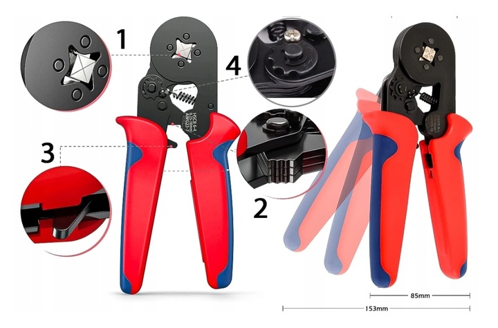 ZACISKARKA PRASKA KONEKTORÓW TULEJEK KOŃCÓWEK KABLI PRZEWODÓW ZESTAW x1200