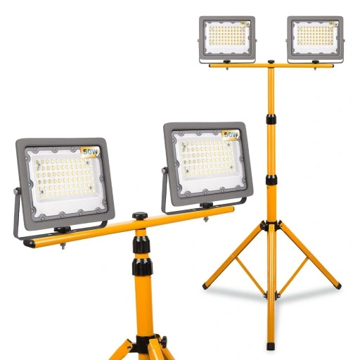 Halogen LED Statyw Stojak Budowlany Naświetlacz 2x50W /100W Przewód Mufa