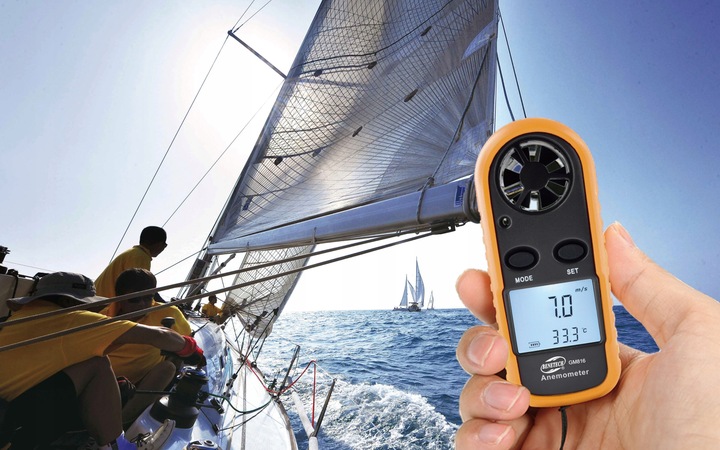 Anemometr Wiatromierz Miernik Prędkości Wiatru i Pomiar Temperatury LCD