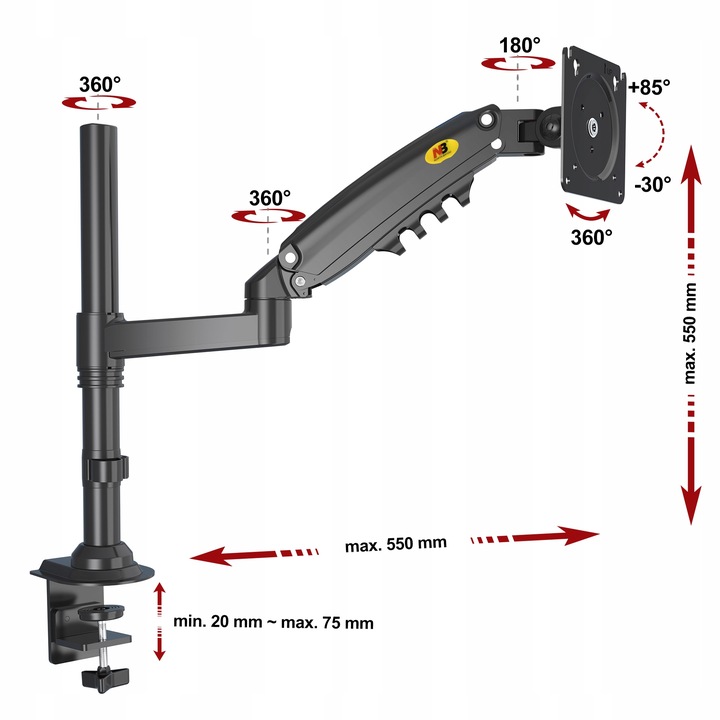 Biurkowy Obrotowy Uchwyt do Monitora TV LCD 17-27