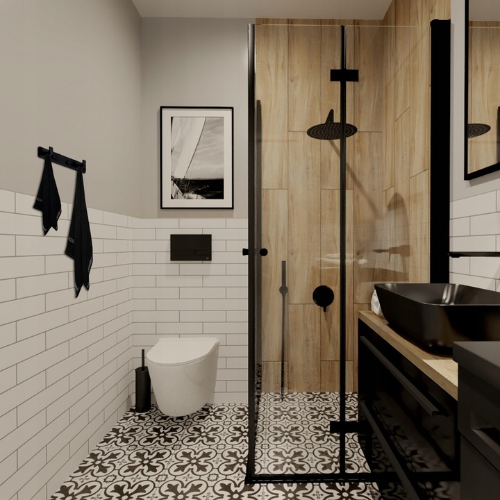 HACZYK WIESZAK NA RĘCZNIKI ŁAZIENKOWY CZARNY PROSTY LOFT SOLIDNY PODWÓJNY