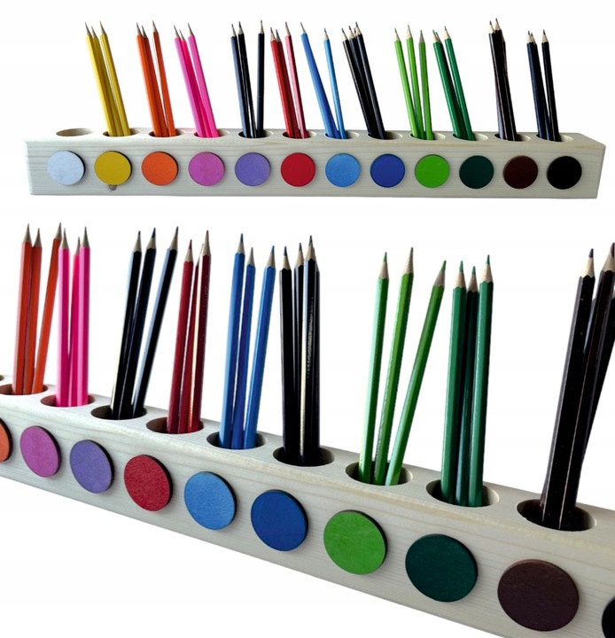Drewniany sorter na biurko ORGANIZER na kredki Montessori polski producent