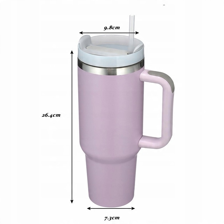 KUBEK TERMICZNY ZE SŁOMKĄ I USTNIKIEM TERMOS DO SAMOCHODU 1200ML fioletowy