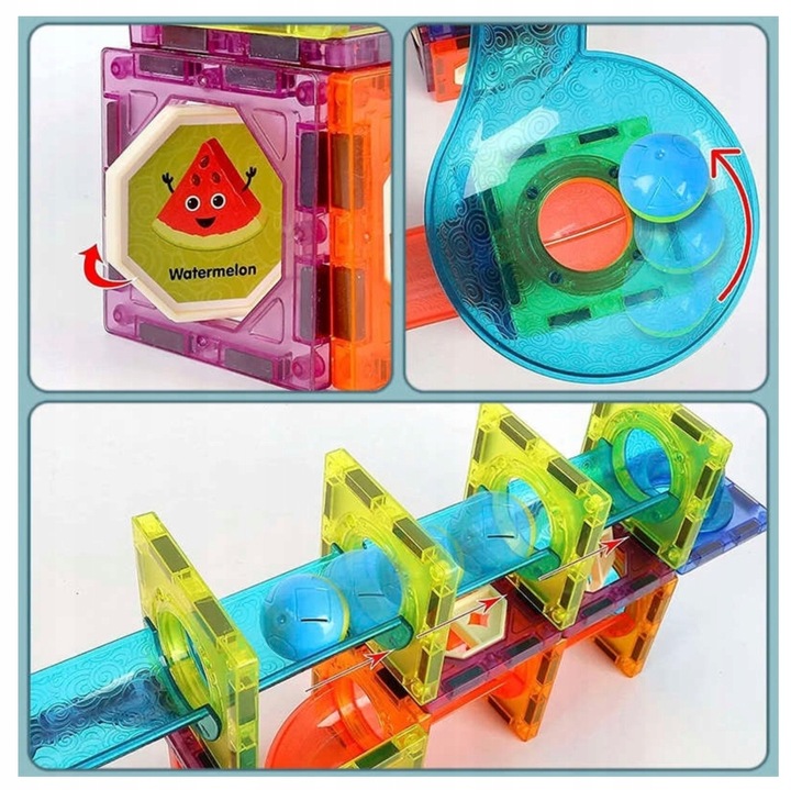 KLOCKI MAGNETYCZNE ŚWIECĄCY TOR KULKOWY 110 ELEMENTÓW KULODROM ZESTAW