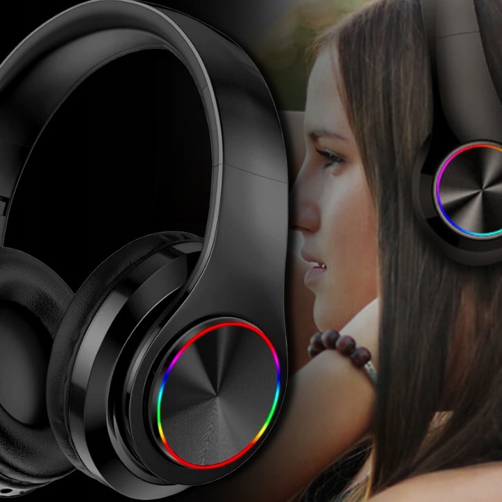 SŁUCHAWKI BEZPRZEWODOWE B39 BLUETOOTH MP3 NAUSZNE MIKROFON RGB DLA DZIECKA