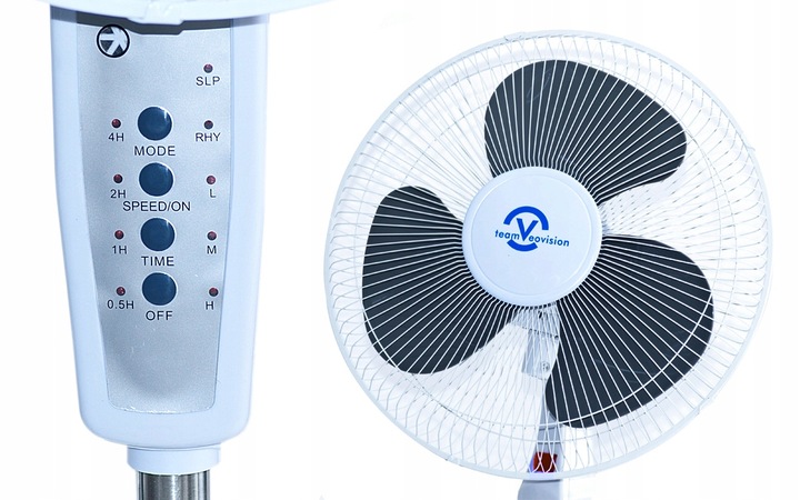 WENTYLATOR WIATRAK PODŁOGOWY DUŻY STOJĄCY Z PILOTEM REGULOWANY BIAŁY