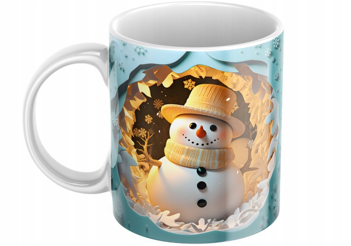 Świąteczny Kubek 3D Bałwanek - Idealny Na Prezent - NOWOŚĆ - HIT