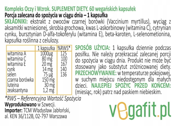 Kompleks Oczy i Wzrok Luteina Aksamitka Borówka