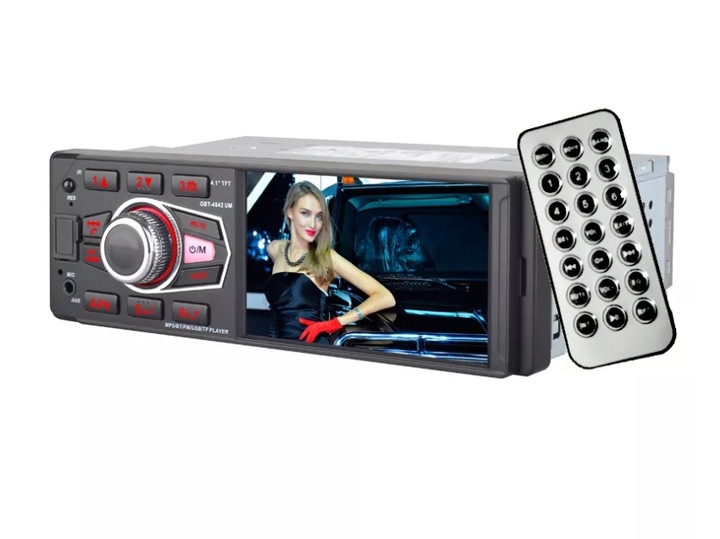 Radio Samochodowe 1DIN 4,1''USB BLUETOOTH AUX SD Kamera Cofania Pilot