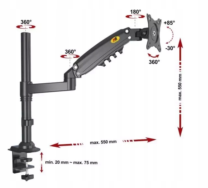 Biurkowy Obrotowy Uchwyt do Monitora TV LCD 17-27