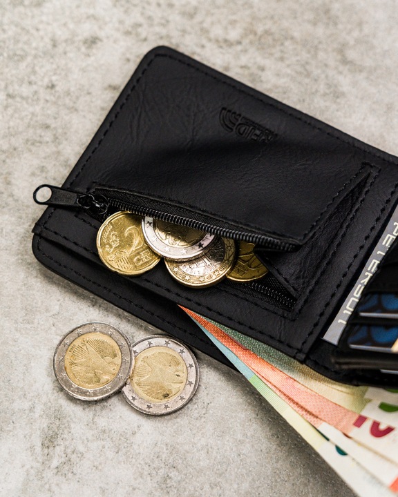 Portfel męski ze skóry eko Peterson z ochroną RFID STOP na gotówkę karty